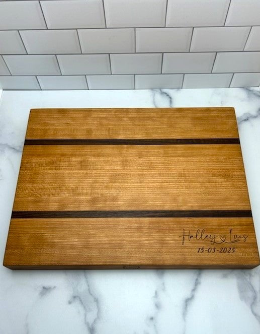 Willow Vermont Cherry Wood Cutting Board with walnut Stripe