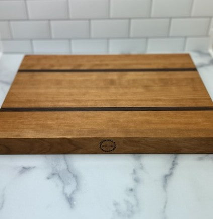 Willow Vermont Cherry Wood Cutting Board with walnut Stripe