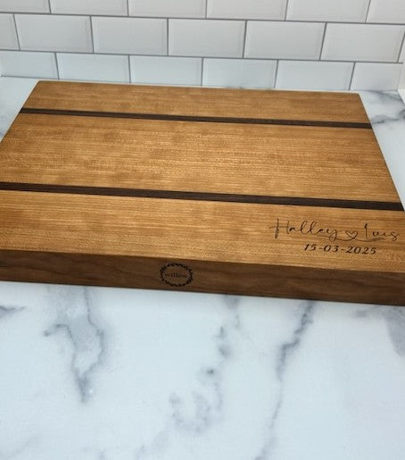 Willow Vermont Cherry Wood Cutting Board with walnut Stripe