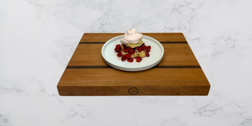 Strawberry shortcake on Willow Cherry Cutting Board
