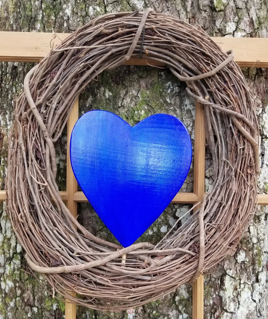 Blue Heart Wreath Pick