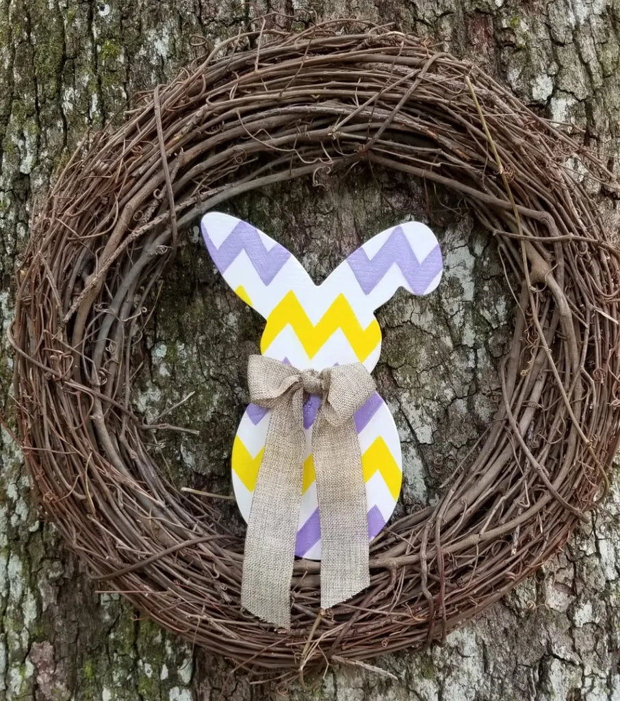 Purple & Yellow Bunny Wreath Pick