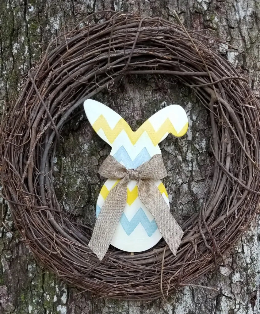 Yellow and Blue Bunny Wreath Pick