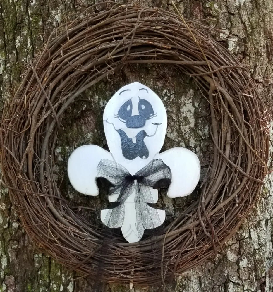 Fleur-de-lis Ghost Wreath Pick