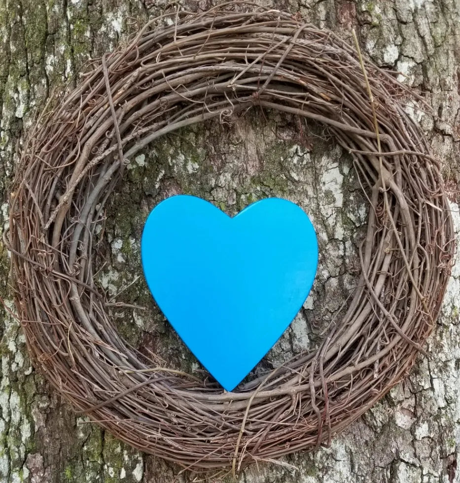 Lite Blue Heart Wreath Pick