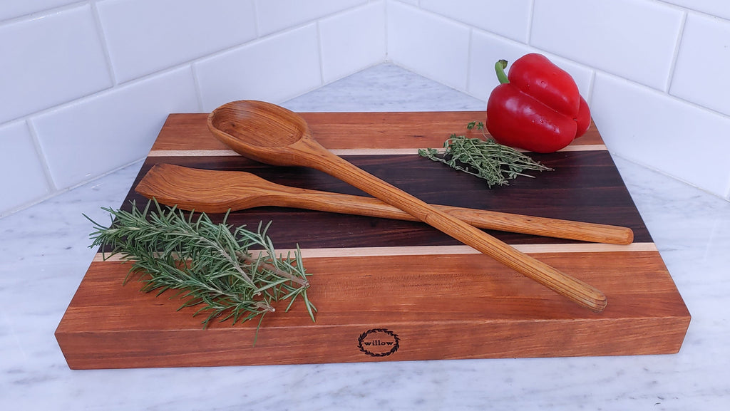 Gumbo Cutting Board and Hand-carved Wooden Spoon Gift Set | Handcrafted by Willow Nola