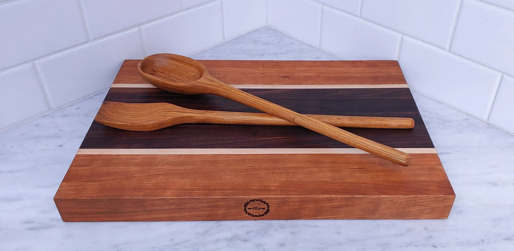 Gumbo Cutting Board with Cherry Wooden Spoon Gift Set | Handcrafted by Willow Nola 